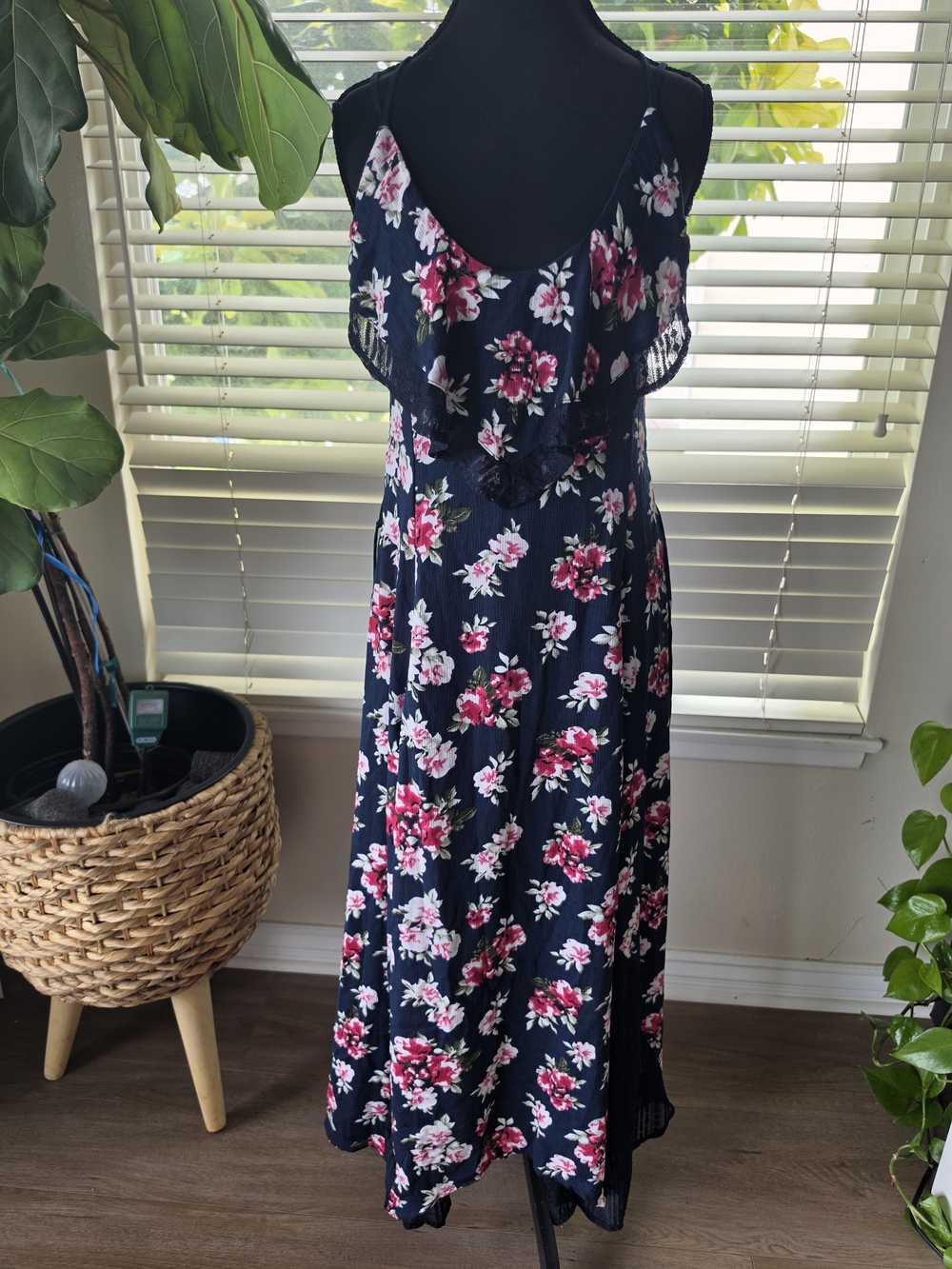 Love Navy Floral Ruffle Maxi Dress